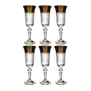 Crystal Heart Champagne Glass Set for 6 persons